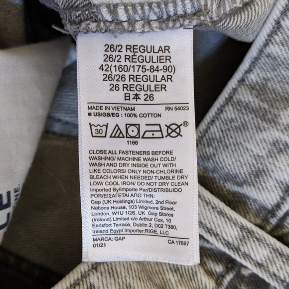 Gap High Rise Acid Wash Barrel Wide Leg Jeans Gray 26 2 100% Cotton - Picture 12 of 12